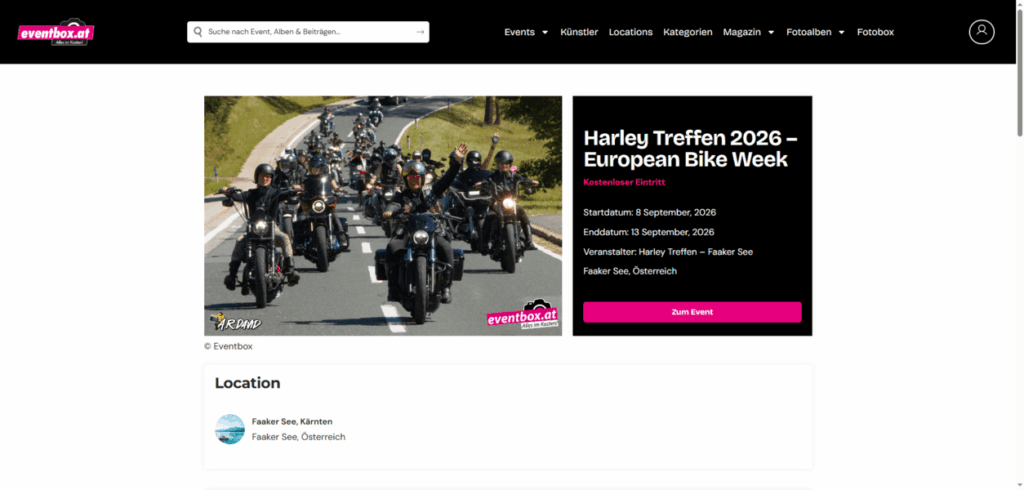 Bild zur Seite: Event eintragen